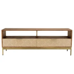 Meuble TV en bois de manguier 2 niches 2 tiroirs ALIX