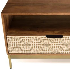 Meuble TV en bois de manguier 2 niches 2 tiroirs ALIX