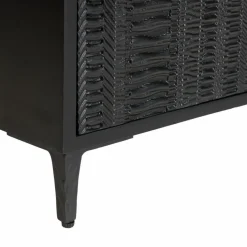 Meuble TV en bois de manguier avec 2 portes et 2 tiroirs sculptés GLORIA noir