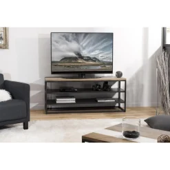 Meuble TV LEANDRE Avec 2 Étagères Bois Et Métal