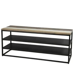 Meuble TV LEANDRE Avec 2 Étagères Bois Et Métal