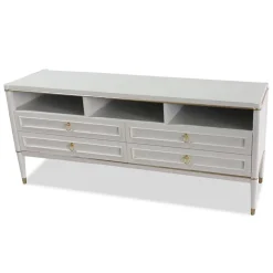 Meuble TV élégant 4 tiroirs Beige clair et Or