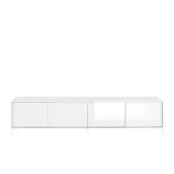 Meuble TV lowboard 4 portes blanc lacqué
