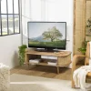 Meuble TV marron bois de jamelonier et cannage naturel ISA