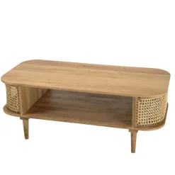 Meuble TV marron bois de jamelonier et cannage naturel ISA