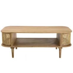 Meuble TV marron bois de jamelonier et cannage naturel ISA