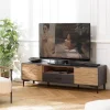 Meuble TV marron, noir 2 p. 1 tiroir 1 niche Pin pieds métal