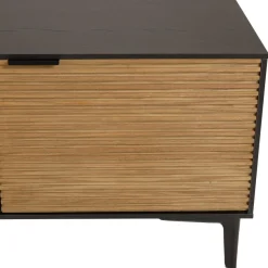 Meuble TV marron, noir 2 p. 1 tiroir 1 niche Pin pieds métal