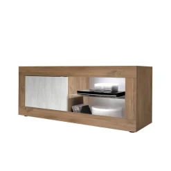 Meuble TV petit1 porte sans éclairage mercure blanche texturée