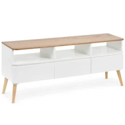 Meuble TV Scandinave Bois Blanc ACHUMAWI