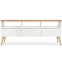 Meuble TV Scandinave Bois Blanc ACHUMAWI