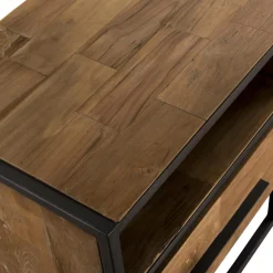 Meuble Tv SIXTINE 3 Niches 3 Tiroirs Bois Teck Recyclé Et Métal