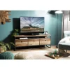 Meuble Tv SIXTINE 3 Tiroirs Bois Teck Recyclé Acacia Mahogany Et Métal