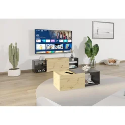 Meuble TV SLIDE 3 anthracite et naturel