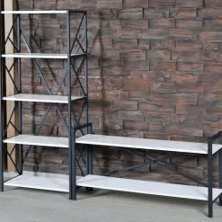 Meuble TV style industriel MARCADET 120cm Blanc