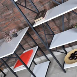 Meuble TV style industriel MARCADET 120cm Blanc