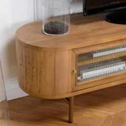 Meuble TV YSEULT 2 portes coulissantes en verre