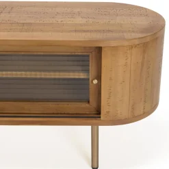 Meuble TV YSEULT 2 portes coulissantes en verre