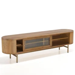 Meuble TV YSEULT 2 portes coulissantes en verre