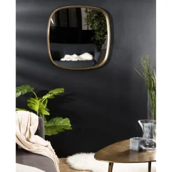 Miroir coins arrondis aluminium doré - JANET