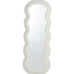 Miroir en pied décoratif design ondulé Andromak Velours Crème