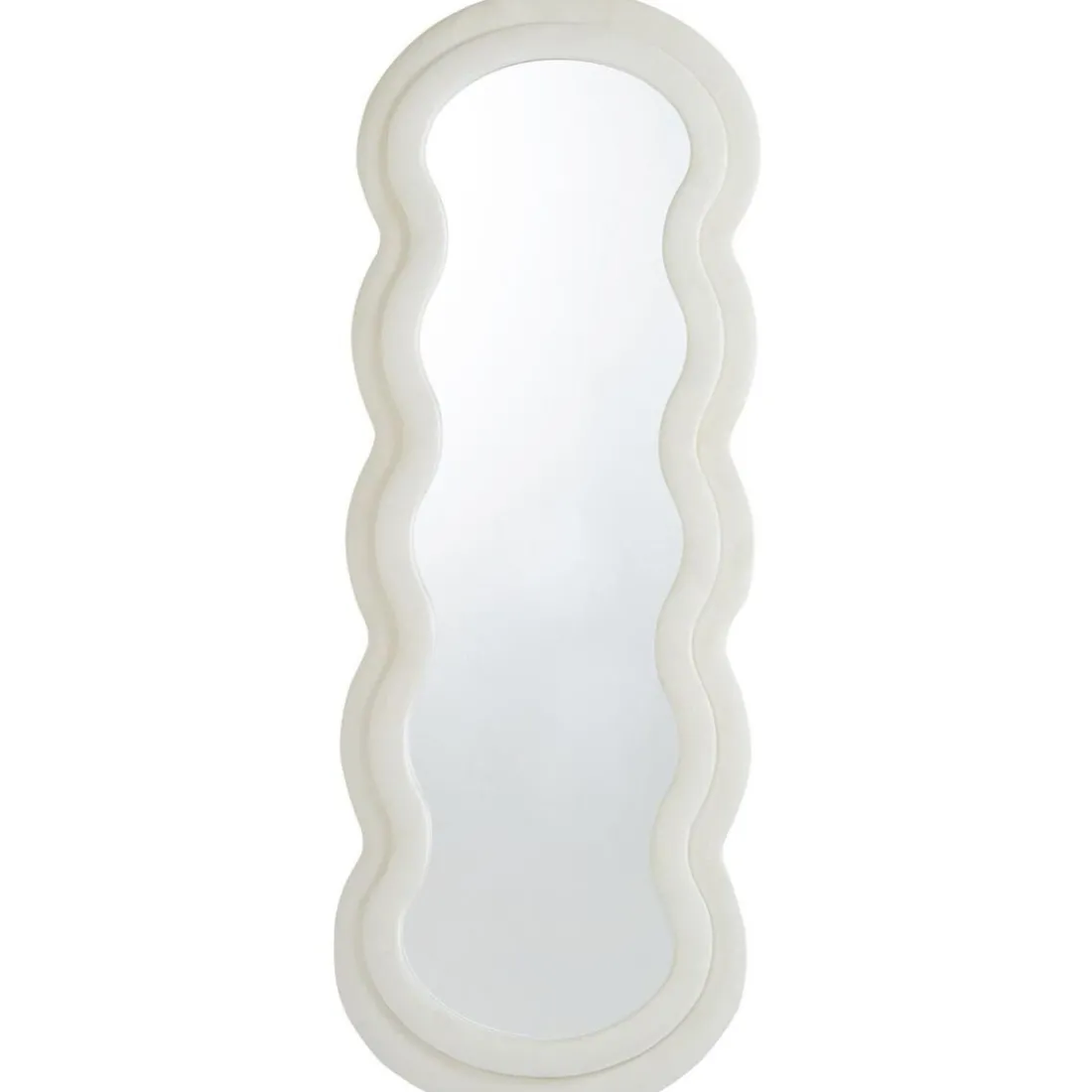 Miroir en pied décoratif design ondulé Andromak Velours Crème