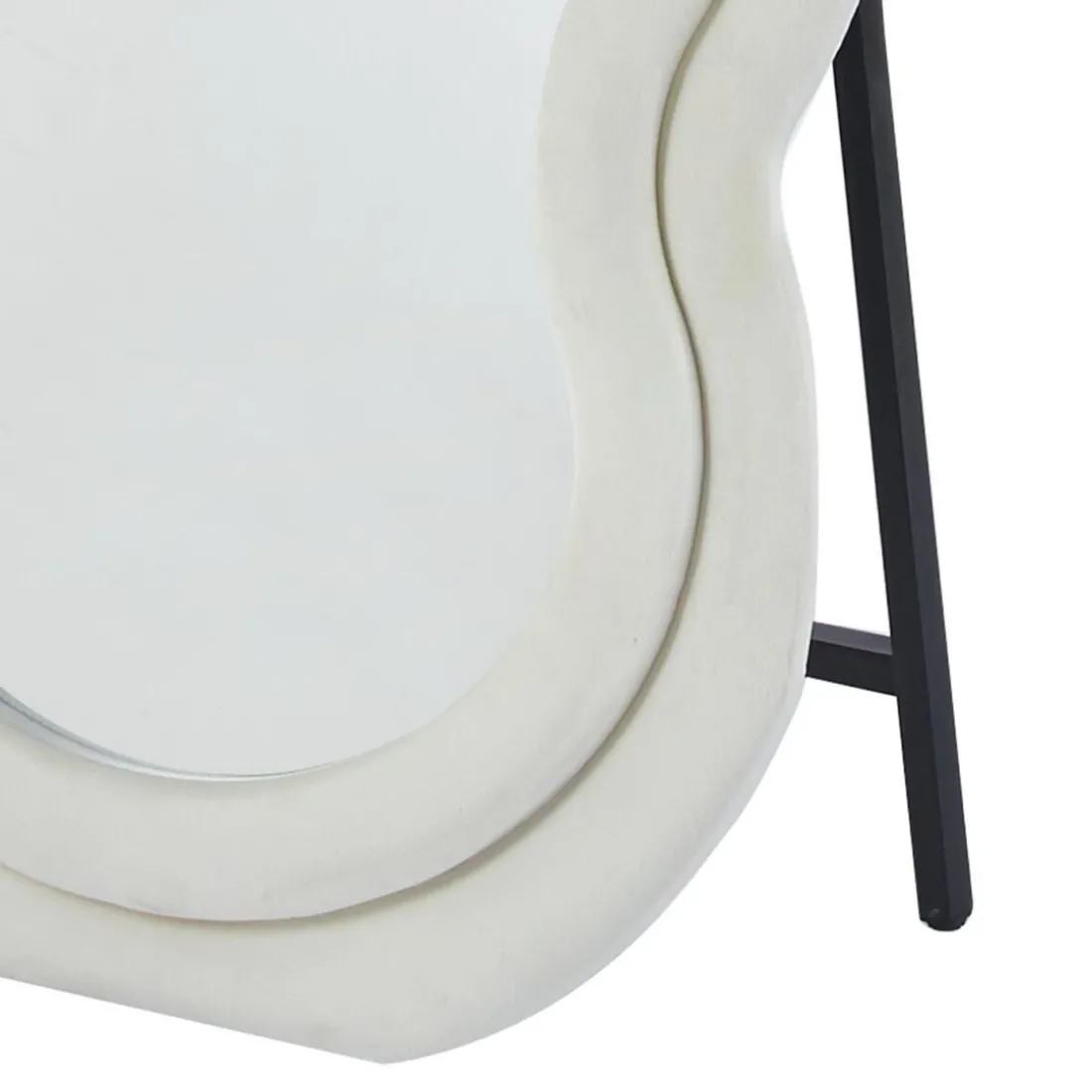 Miroir en pied décoratif design ondulé Andromak Velours Crème