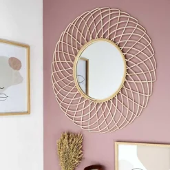 Miroir en Rotin Rosace