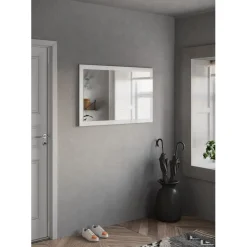 Miroir Ferrare à fixer cadre coloris blanc laqué brillant. L72x 118H