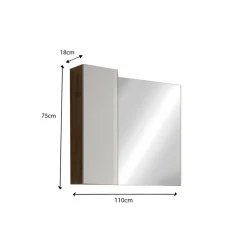 Miroir Led avec Colonne Integrée Bari 1 Porte H30 cm blanc