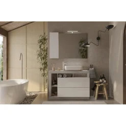 Miroir Led avec Colonne Integrée 1 Porte H30 cm coloris Béton
