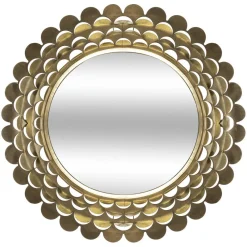 Miroir Métallique En Forme De Fleur Dorée