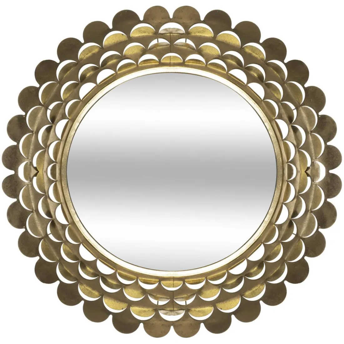 Miroir Métallique En Forme De Fleur Dorée