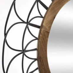 Miroir Métallique et Bois en Forme de fleur