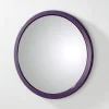 Miroir mural rond violet en métal