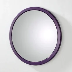 Miroir mural rond violet en métal