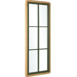 Miroir rectangulaire esprit verrière pin et métal vert HELENA