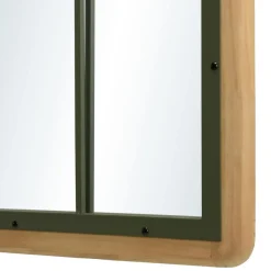 Miroir rectangulaire esprit verrière pin et métal vert HELENA