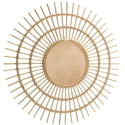 Miroir rond modèle soleil en rotin couleur brun miel KALLY