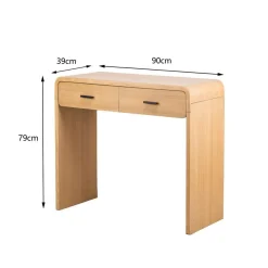 Nordlys - Console Table Scandinave en Bois avec 2 Tiroirs