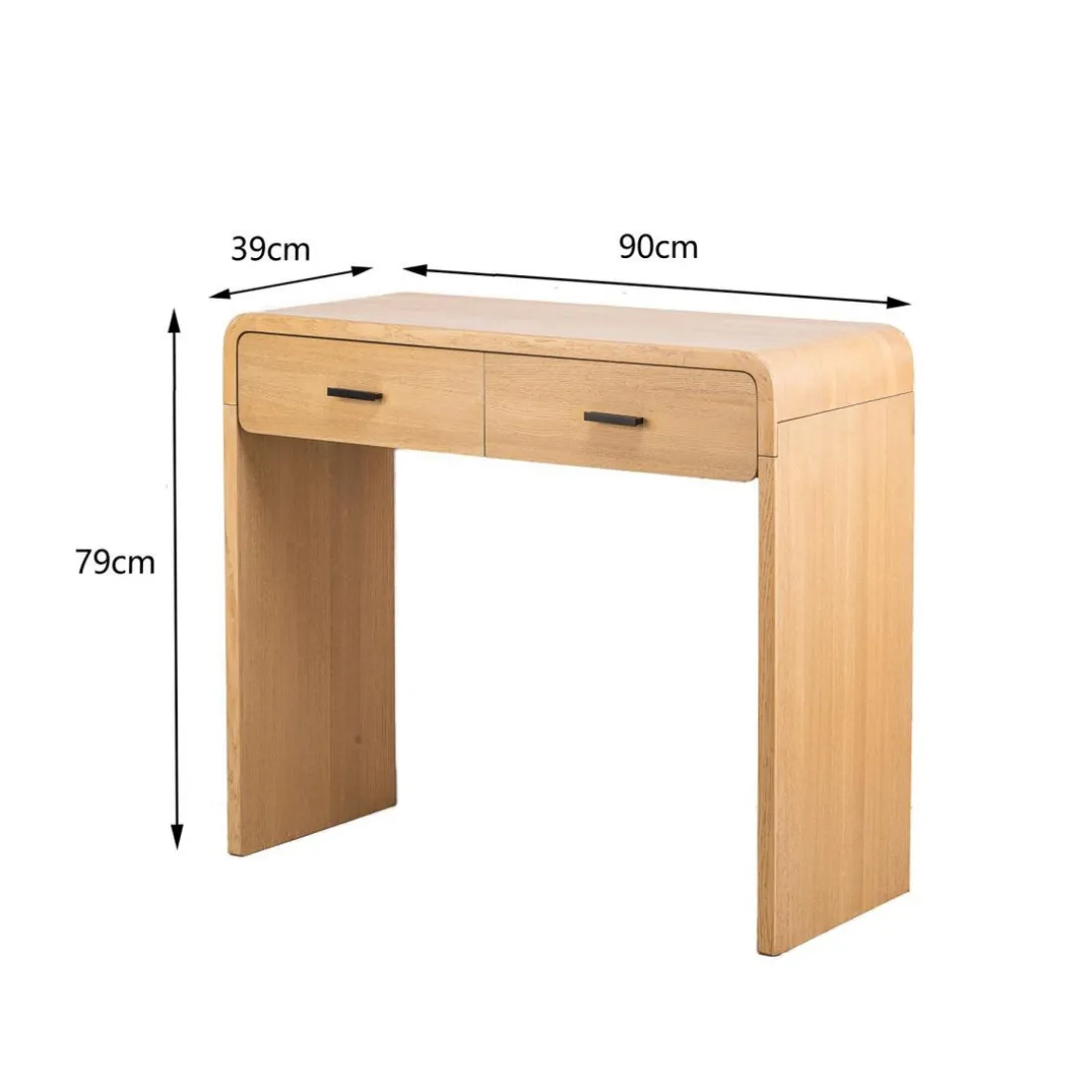 Nordlys - Console Table Scandinave en Bois avec 2 Tiroirs