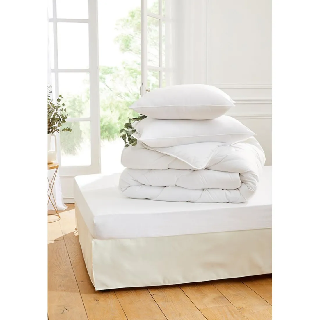 Oreiller enveloppe en mircofibre avec traitement rafraichissant Eole blanc