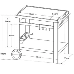 Pack Desserte de jardin MEDIA avec Housse Barbecue et plancha