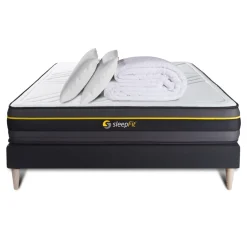 Pack matelas ACTIVE sommier noir Couette et 2 oreillers