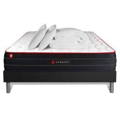 Pack matelas BOOST sommier noir Couette 2 oreillers