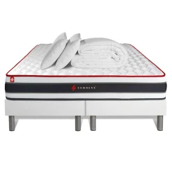 Pack matelas ENERGY double sommiers blanc Couette 2 oreillers