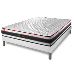 Pack matelas ENERGY sommier blanc Couette et 2 oreillers