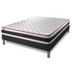 Pack matelas ENERGY sommier noir Couette 2 oreillers