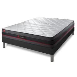 Pack matelas REGEN sommier noir avec Couette 2 oreillers