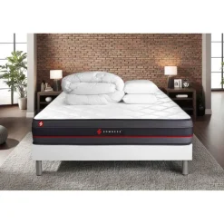 Pack matelas REGEN sommier blanc et Couette 2 oreillers